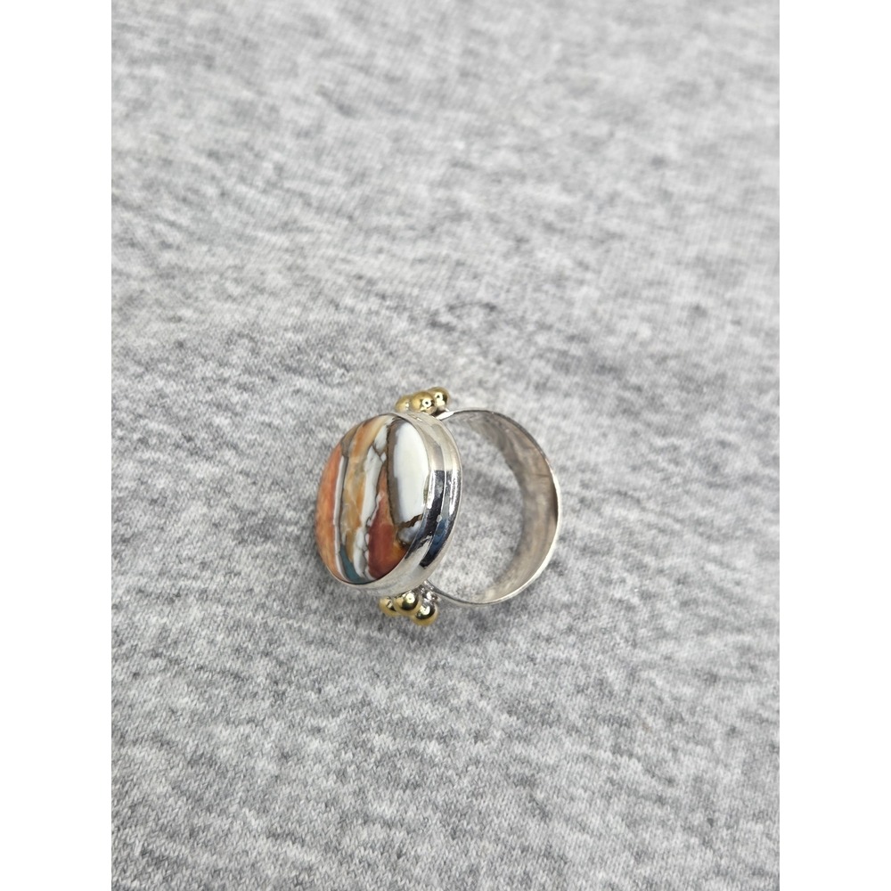YS Signed Handmade Sterling Silver Composite Stone Cabochon Ring Size 8.25 9.89g - Picture 4 of 6